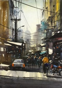 Sarfraz Musawir, 11 x 15 Inch, Watercolor on Paper, Cityscape Painting, AC-SAR-147
